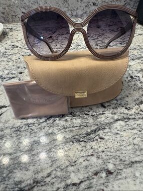 Chloe Taupe Suede-Effect Envelope Clutch with Gold Plate